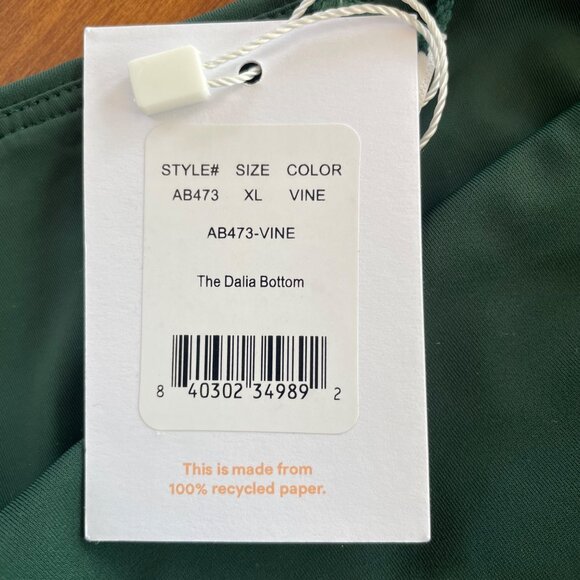 Andie The Dalia Bikini Bottom Green Sz XL High Waisted - Picture 7 of 8